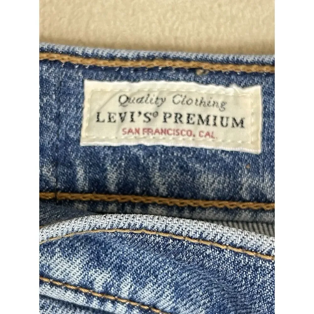 Levis Jeans Womens 32 Blue Premium‎ Ribcage Wide Leg Crop Denim Adult NWT